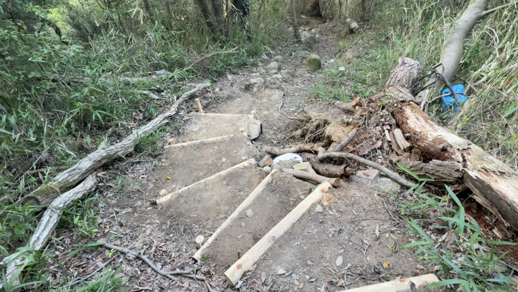 普段何気なく歩く山道も、こうした作業によって保たれている。